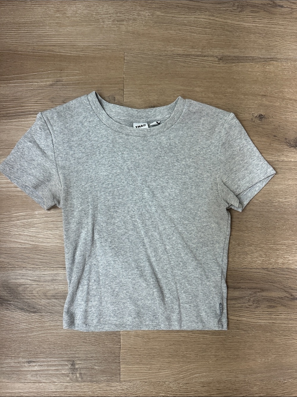 Aritzia Heather Grey Ribbed Crop Tee